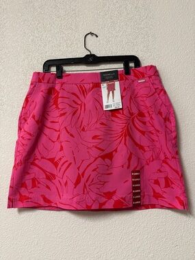 NWT Rafaella Pink with Red Tropical Print Mini Skirt
